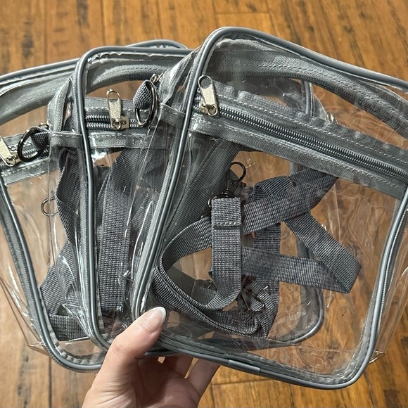 Amazon Handbags - Clear Grey Trim Crossbody Bags